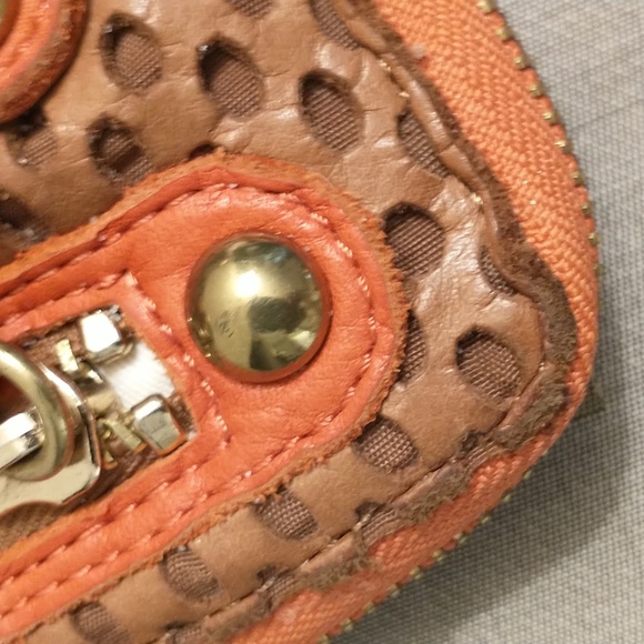 Linea Pelle Leather Wallet Brown & Orange - Picture 9 of 10